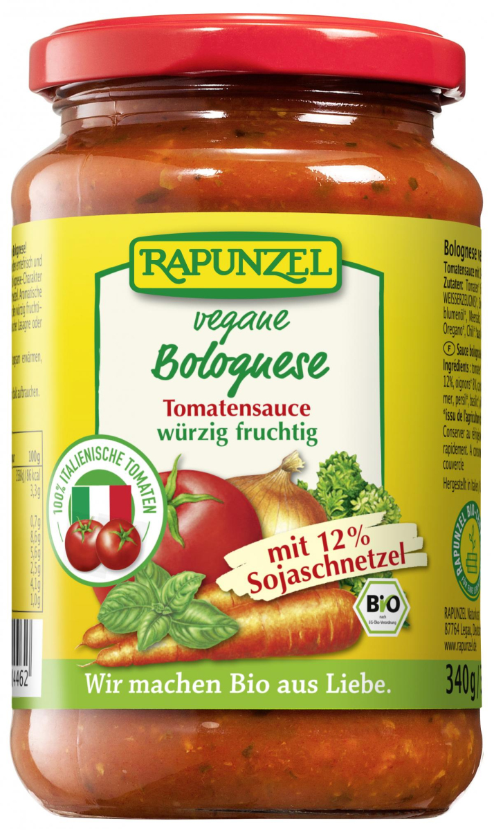 Rapunzel Tomatensauce Bolognese, vegan, mit Soja,