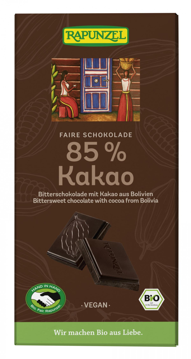 Rapunzel Bitterschokolade 85% HIH, 80 gr Stück