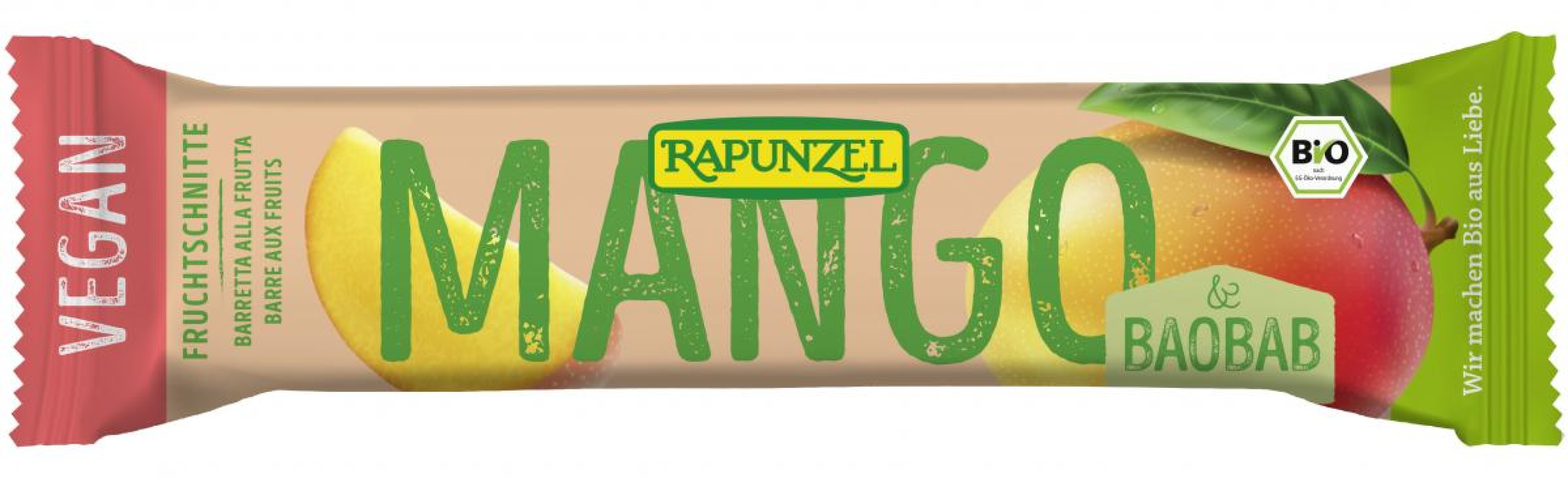 Rapunzel Fruchtschnitte Mango-Baobab, 40 gr Stück