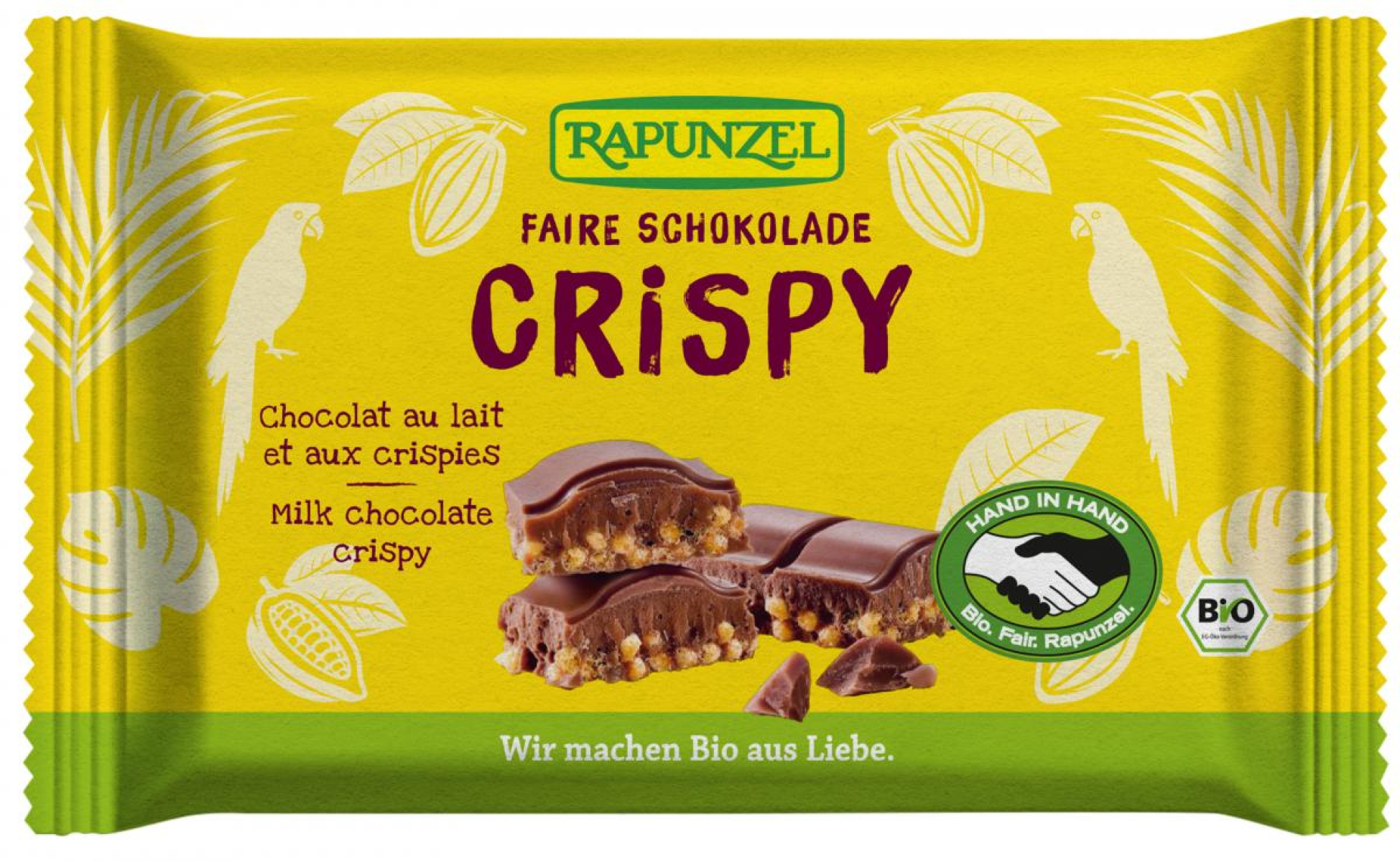 Rapunzel Vollmilch Crispy HIH, 100 gr Stück