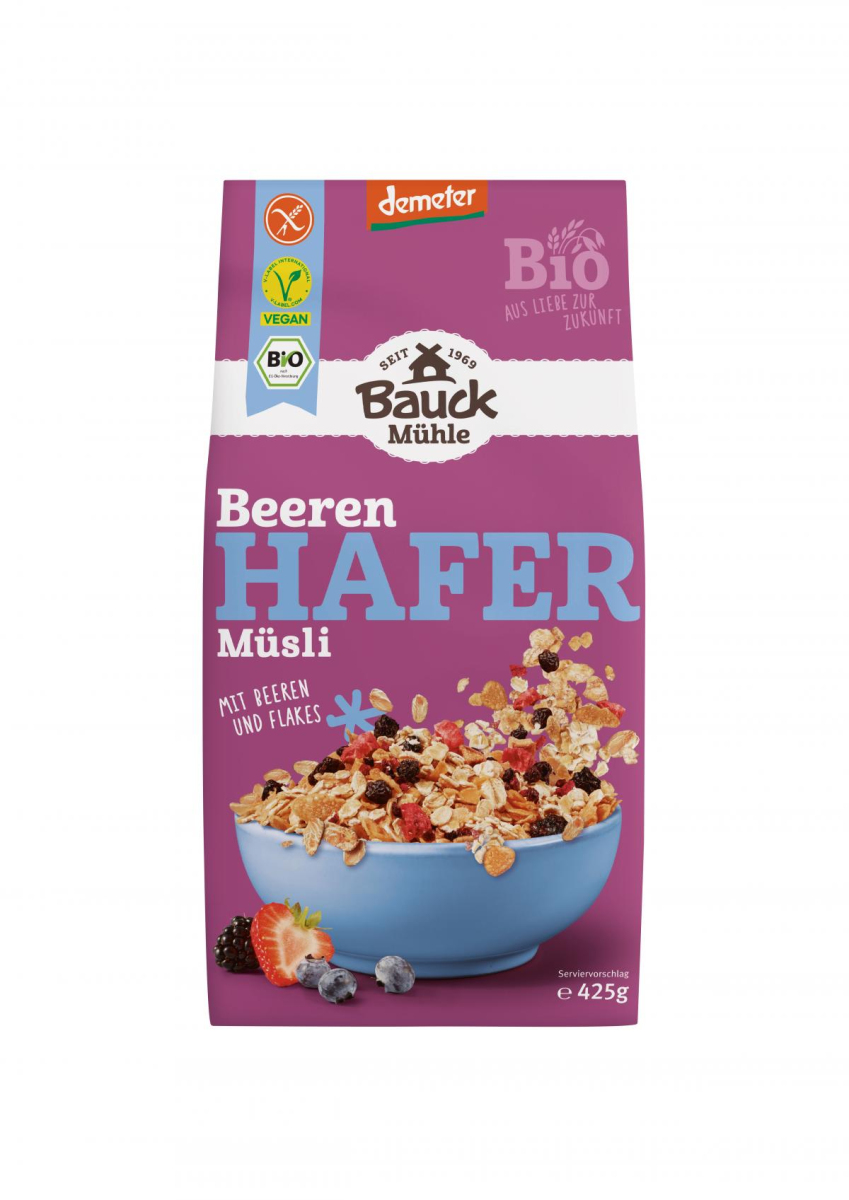 Bauckhof Hafer Müsli Beeren glutenfrei, 425 g Beut