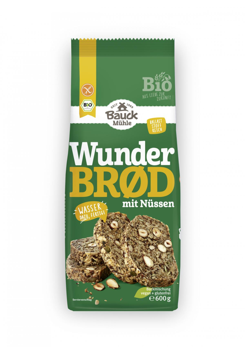 Bauck Hof Wunderbröd mit Nüssen, 600 gr Packung- g