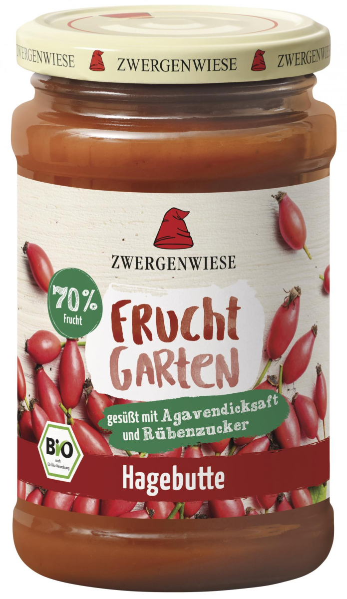 Zwergenwiese FruchtGarten Hagebutte, 225 gr Glas -