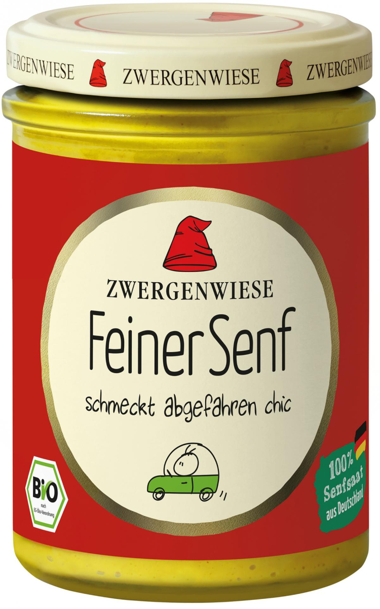 Zwergenwiese Feiner Senf, 160 ml Glas