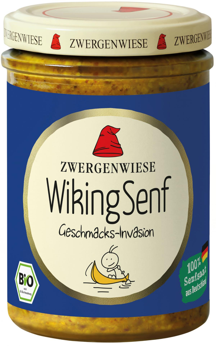 Zwergenwiese Wiking Senf, 160 ml Glas