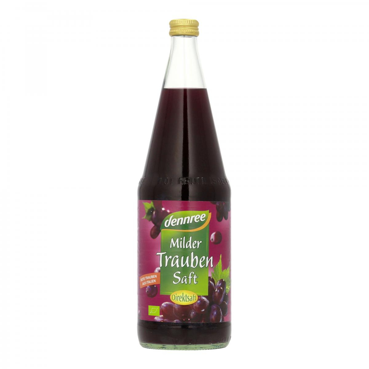 dennree Traubensaft rot, ohne Zuckerzusatz,  1 ltr