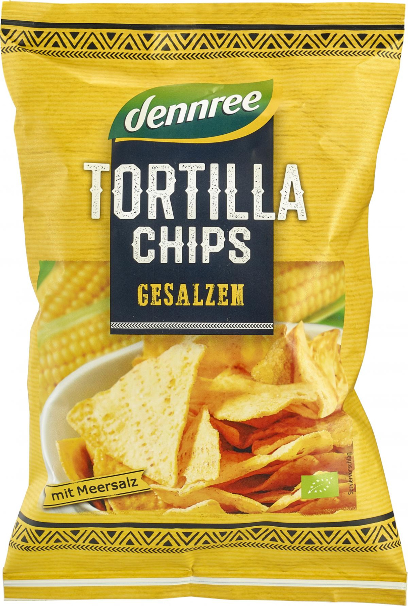 dennree Tortilla Chips gesalzen, 125 gr Packung