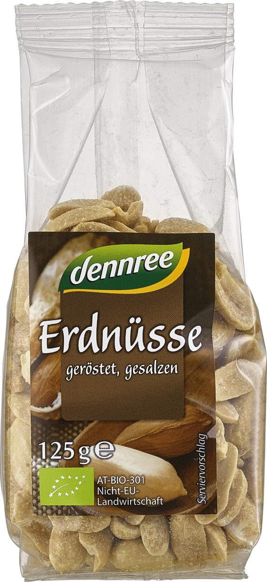 dennree Erdnüsse, geröstet & gesalzen, 125 gr Pack
