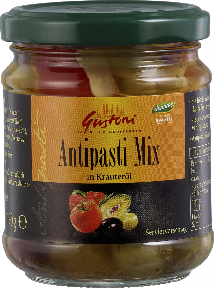 Gustoni Antipasti-Mix, in Kräueröl, demeter, 190 g