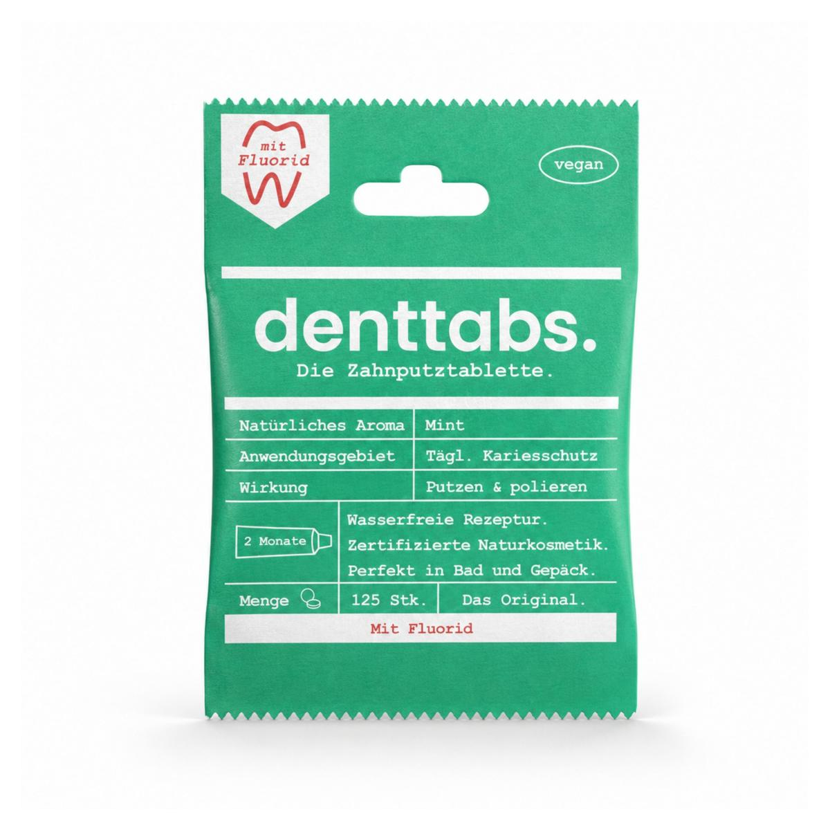 Denttabs Zahnputztabletten mit Fluorid, 125 St Tüt
