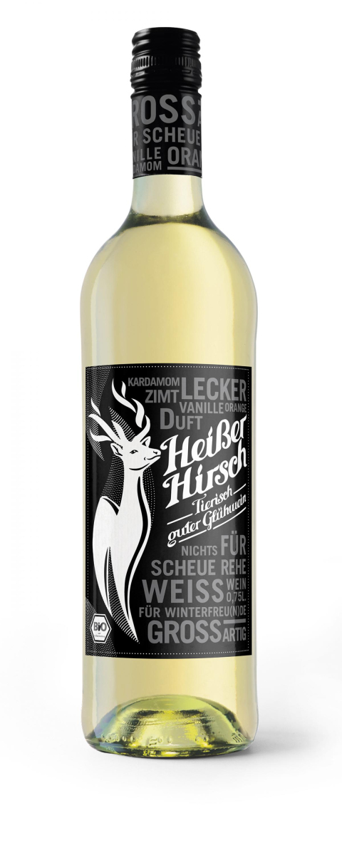 Acht Grad plus Heißer Hirsch weiß, 0,75 ltr Flasch