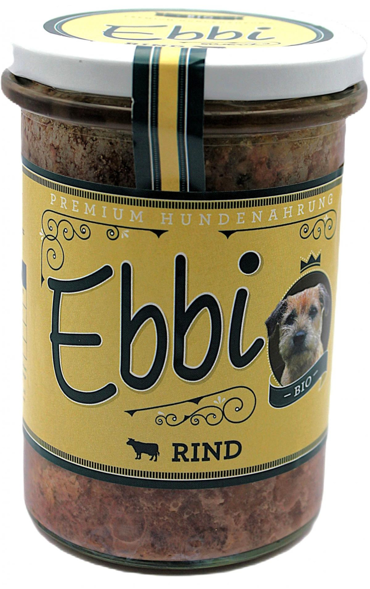 Wuff & Mau Heimtiernahrung Ebbi Rind, 400 gr Glas