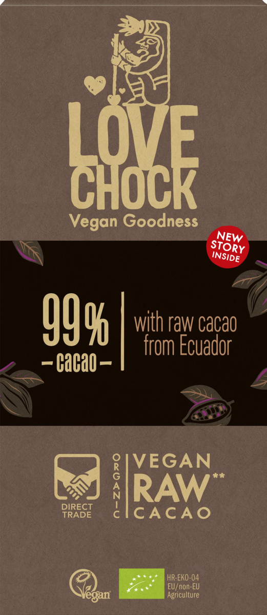 Lovechock Tafel Extreme Dark 99 % Kakao RAW Chocol