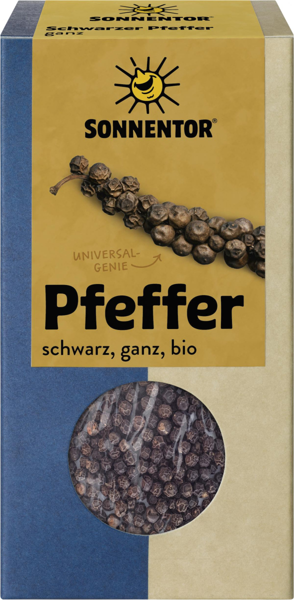Sonnentor Pfeffer schwarz, ganz, 55 gr Packung
