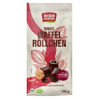 Rosengarten Dinkel-Waffelröllchen Zartbitter, 150