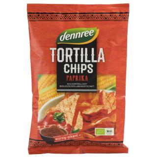 dennree Tortilla Chips Paprika, 125 gr Packung