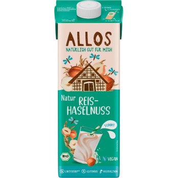 Allos Reis Haselnuss Drink ungesüßt, 1 ltr Packung