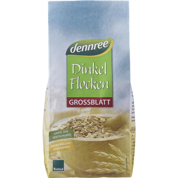 dennree Dinkelflocken Großblatt, 500 gr Packung
