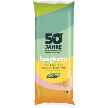 dennree Hartweizen-Spaghetti, 1 kg Packung -hell-