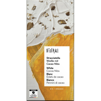 Vivani Stracciatella Weiße mit Cacao Nibs, 80g Stück