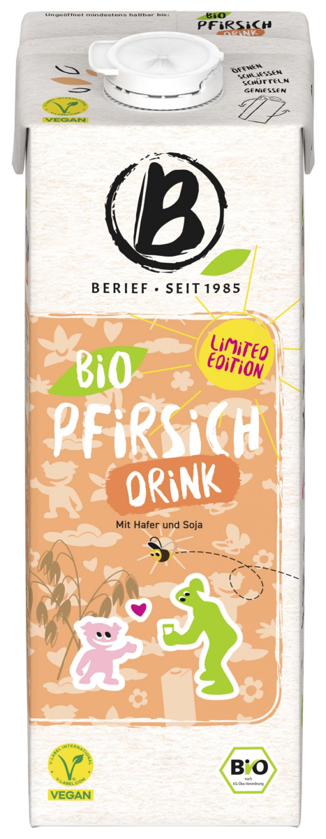 Berief Pfirsich-Drink, 1 L Packung Hafer & Soja