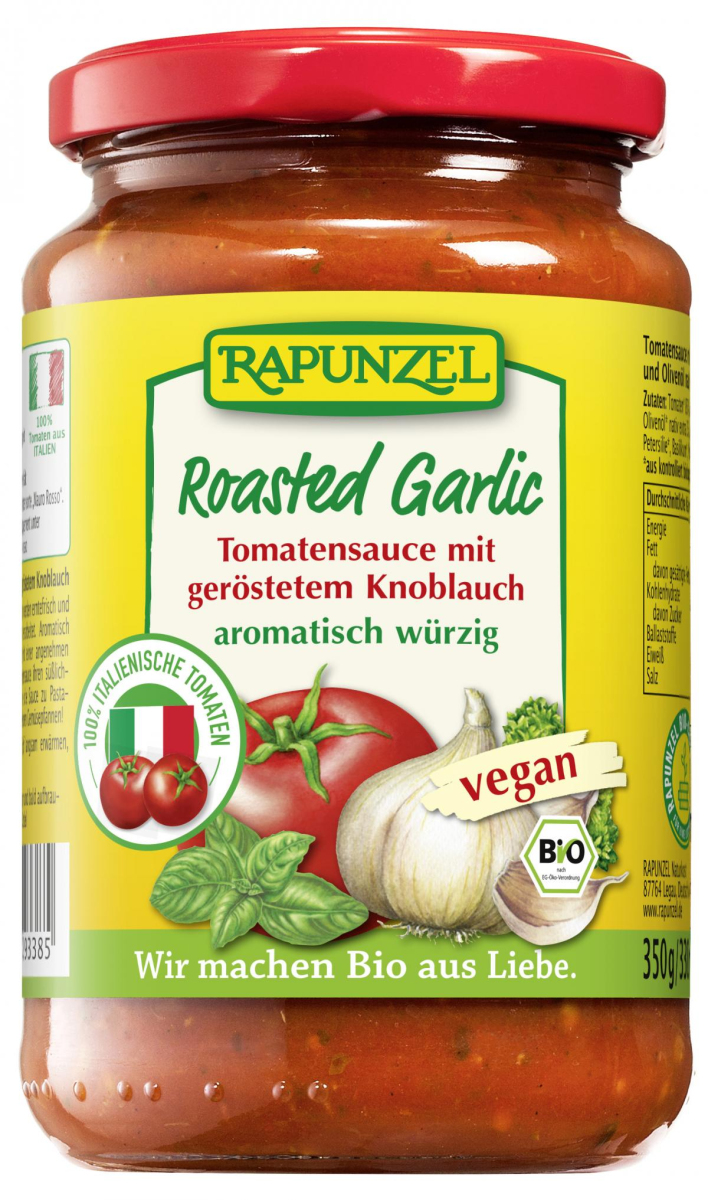 Rapunzel Tomatensauce Roasted Garlic, 330 ml Glas