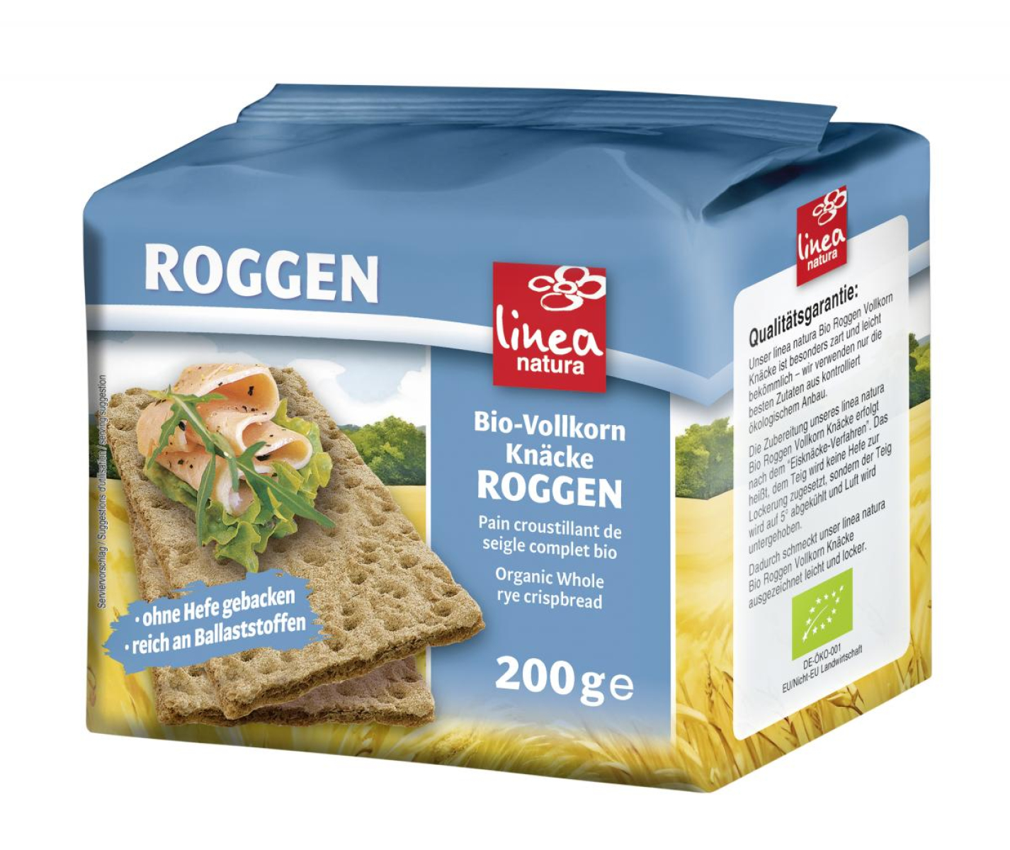 linea natura Roggen Vollkorn Knäcke, 200 gr Packun