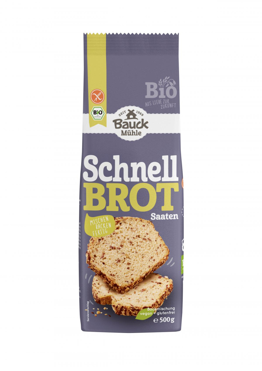 Bauck Hof Schnellbrot mit Saaten, 500 gr Packung -