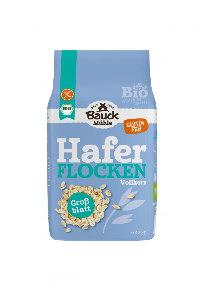 Bauck Hof Haferflocken Großblatt, 475 gr Packung -