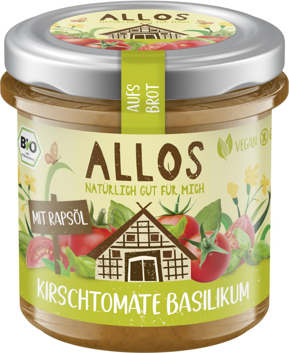 Allos Aufs Brot Tomate Basilikum, 140 gr Glas