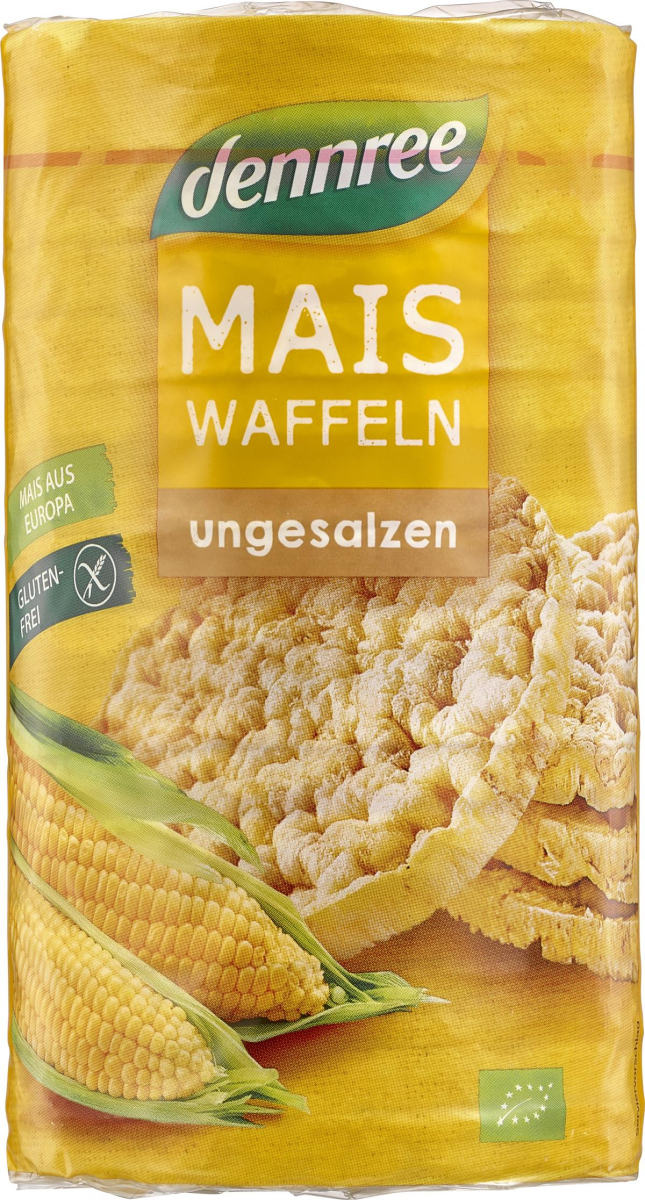 dennree Maiswaffeln ungesalzen, 120 gr Packung -gl