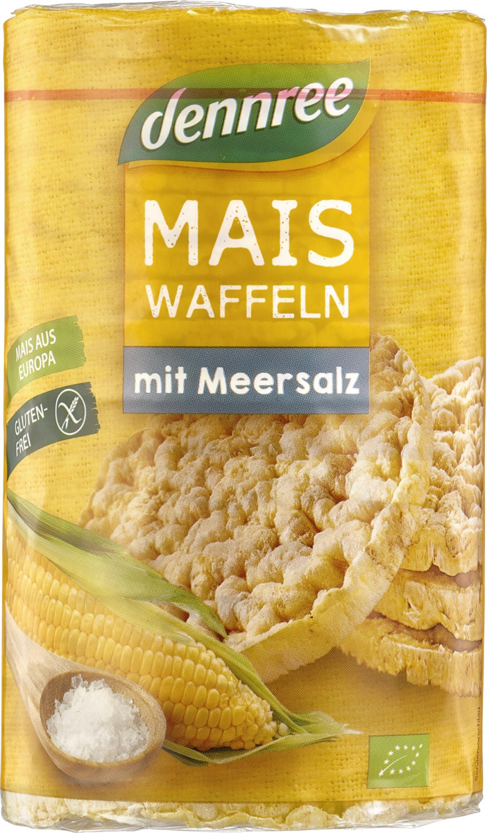 dennree Maiswaffeln mit Meersalz, 120 gr Packung -gl