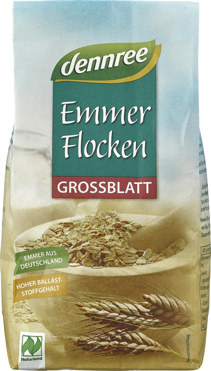 dennree Emmerflocken, 500 gr Packung
