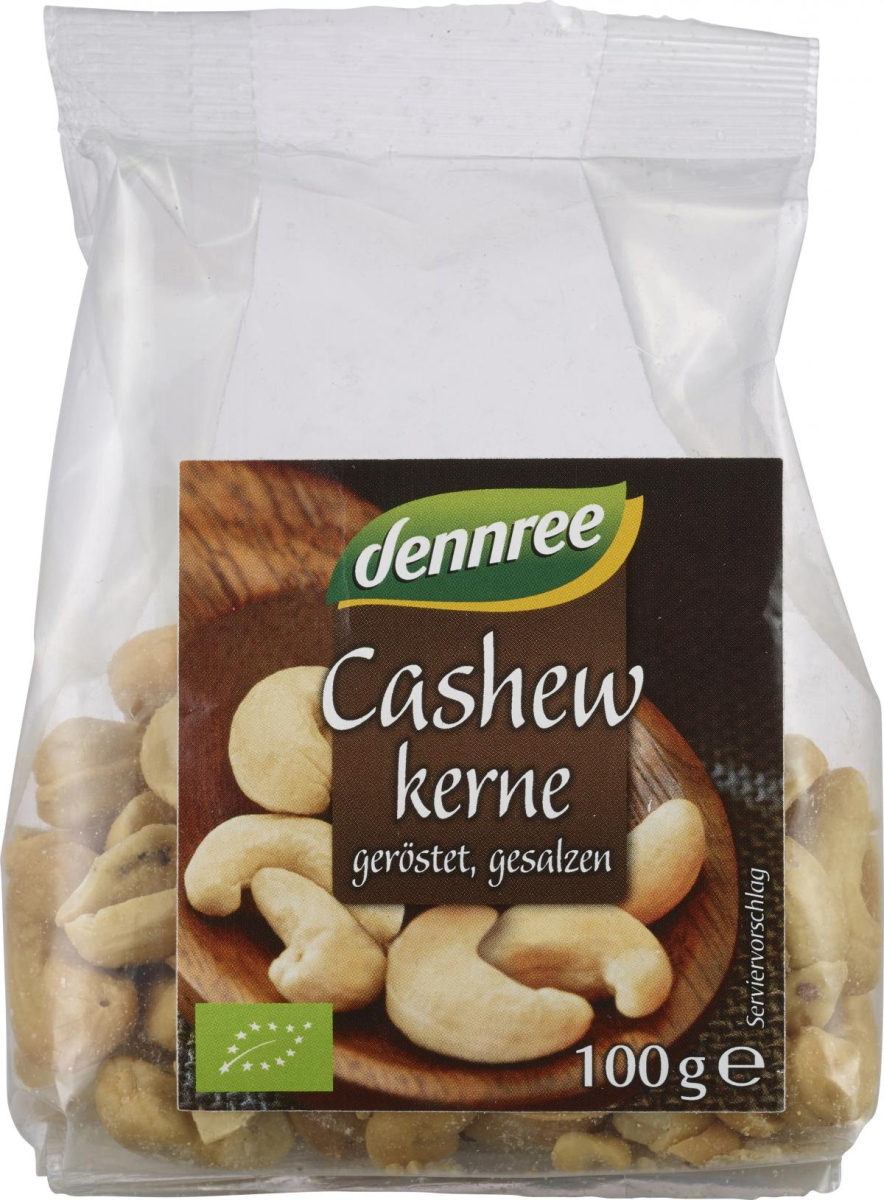 dennree Cashewkerne, geröstet & gesalzen, 100 gr P