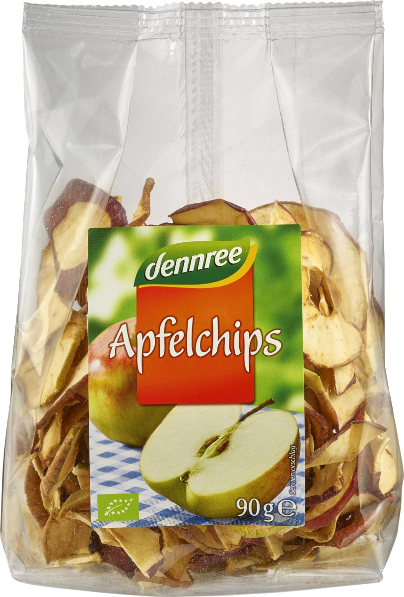 dennree Apfelchips, ungeschält & getrocknet, 90 gr