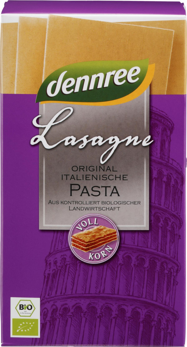 dennree Hartweizen-Lasagne, 250 gr Packung -Vollko