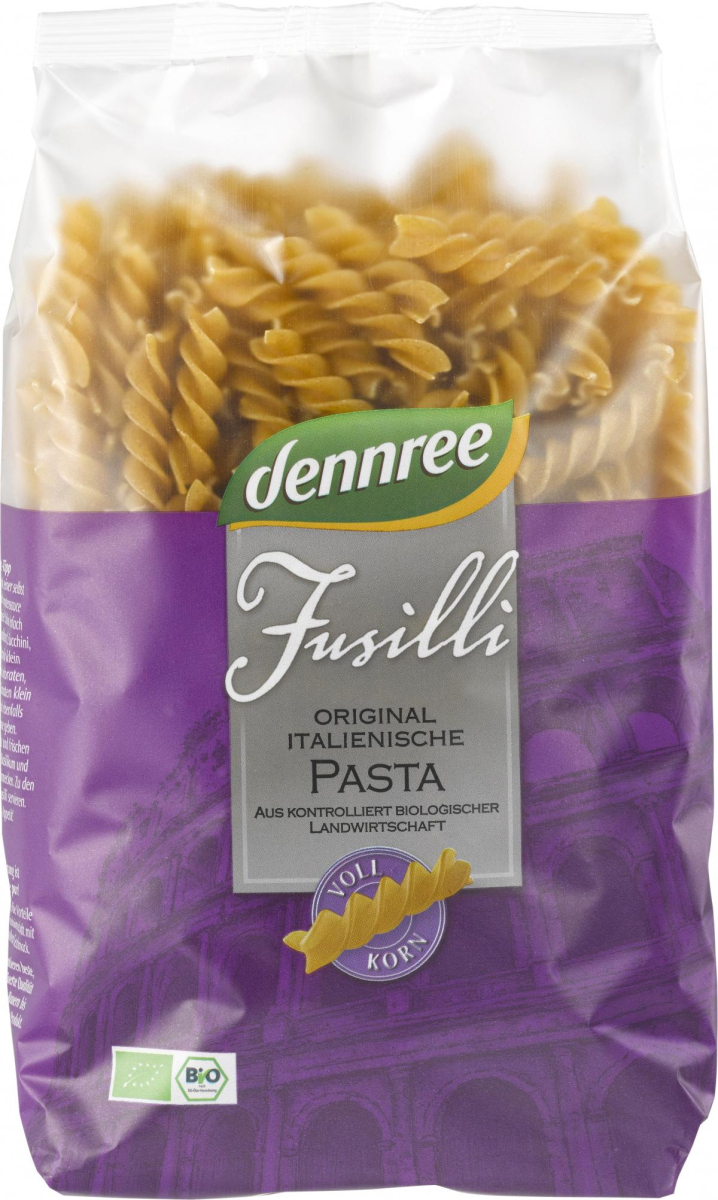 dennree Hartweizen-Fusilli, 500 gr Packung -Vollko