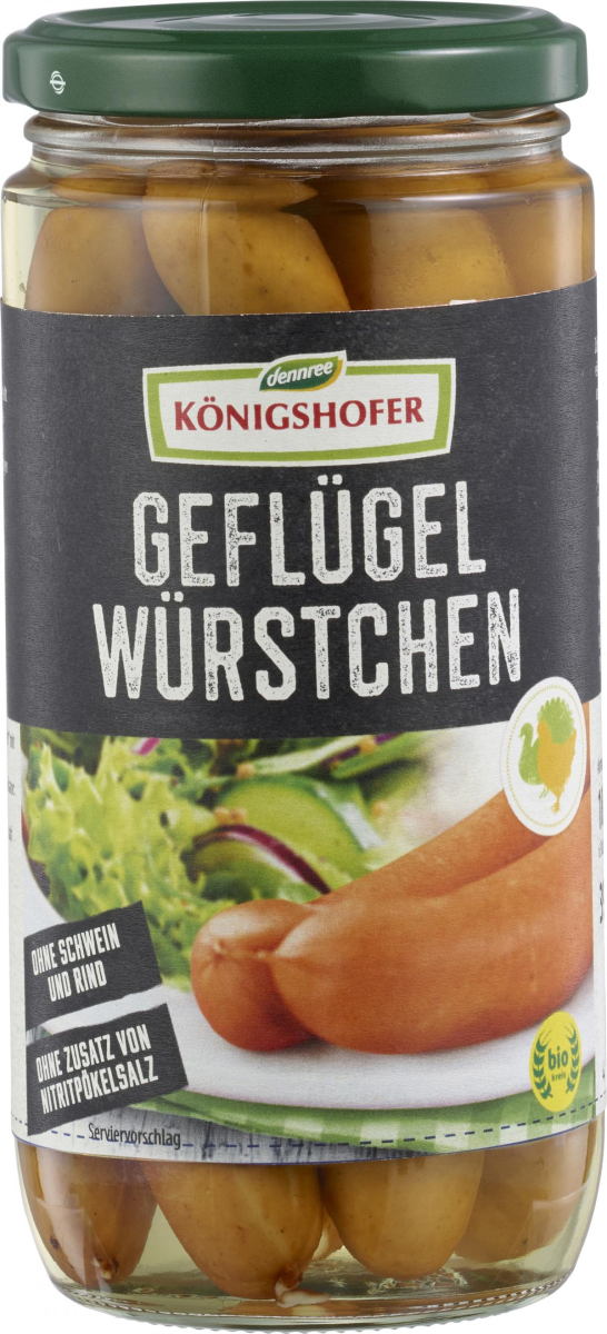 Königsh Geflügelwürstchen, 6 Stück, 380 gr Glas