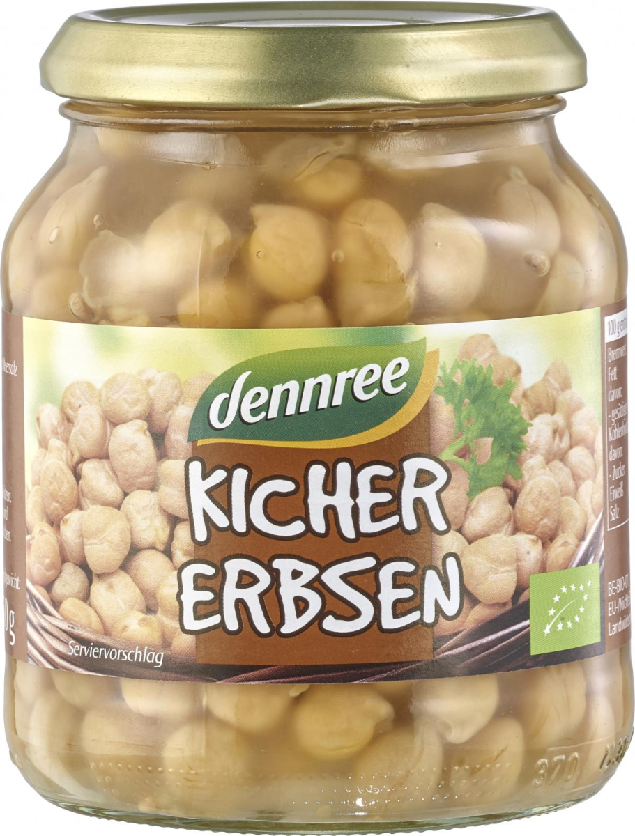 dennree Kichererbsen, 350 gr Glas (250 gr)