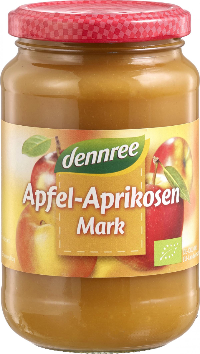dennree Apfel-Aprikosenmark, 360 gr Glas