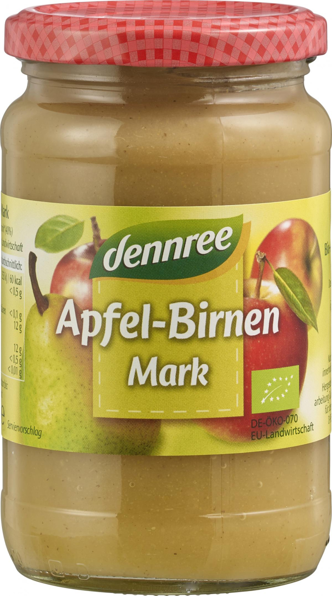 dennree Apfel-Birnenmark, 360 gr Glas