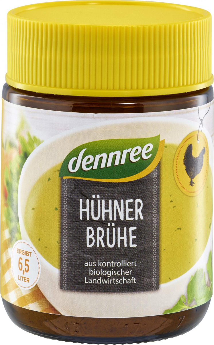 dennree Hühnerbrühe mit 14% Hühnerfleisch, 130 gr