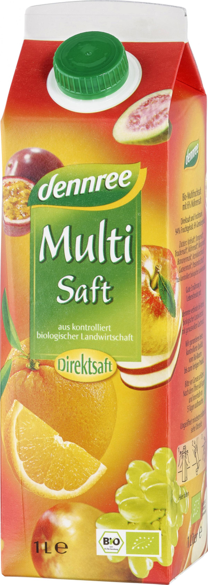 dennree Multisaft,ohne Zuckerzusatz, 1 ltr Elopak