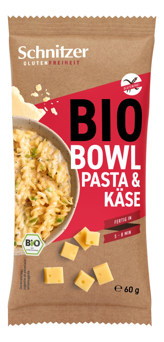 Schnitzer Bio Bowl Pasta & Käse, 60 g Packung
