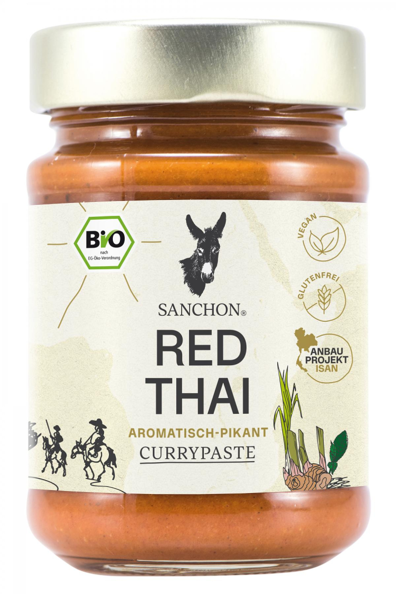 Sanchon Red Thai Curry Paste mild, 190 gr Glas