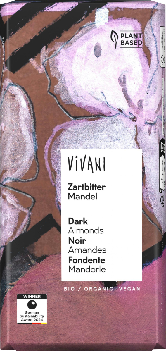 Vivani Zartbitter Mandel 55%, 100 gr Stück