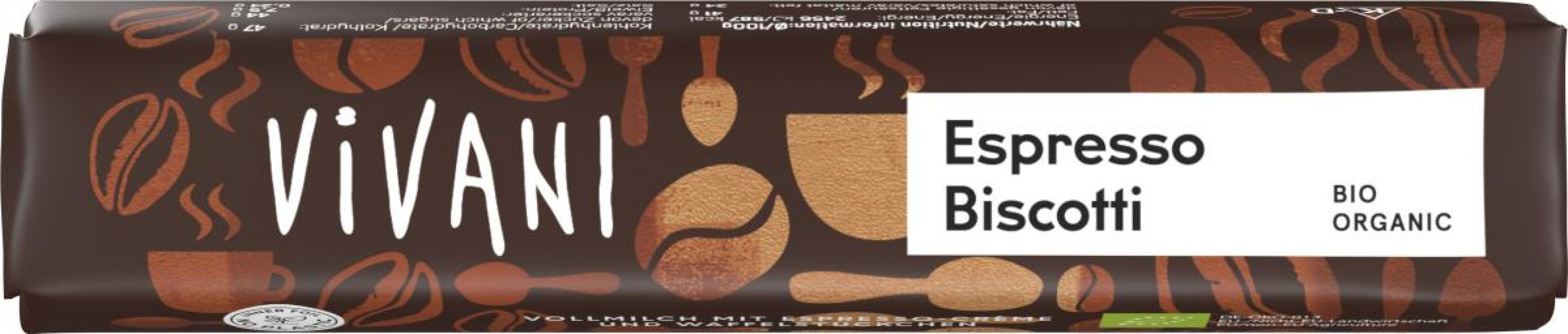 Vivani Espresso Biscotti Schokoriegel, 40 gr Stück