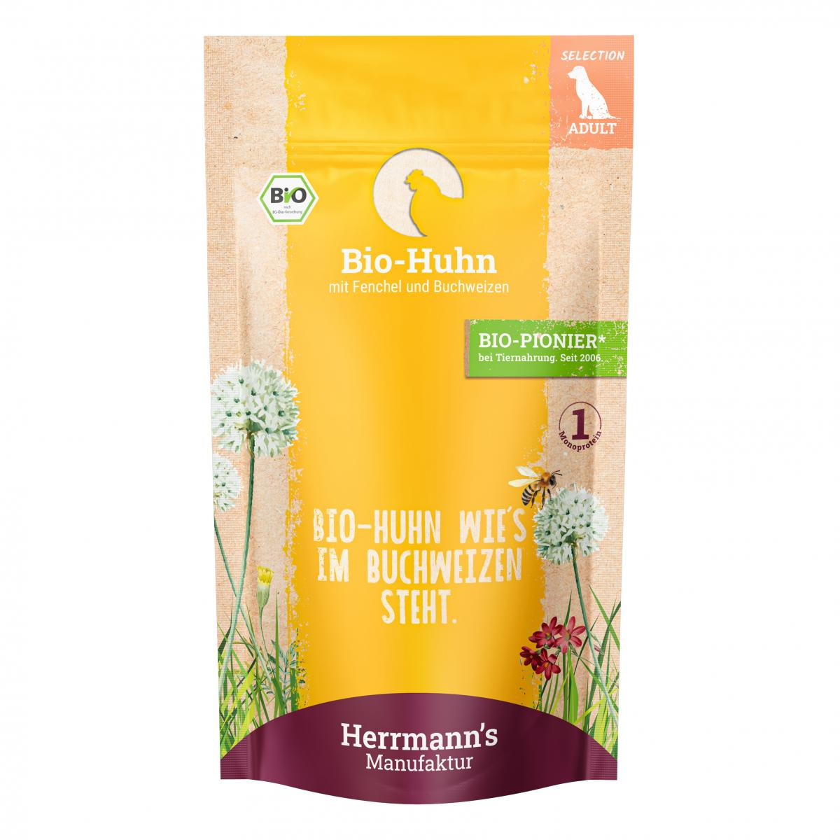 Herrmanns Hunde Pouche Huhn mit Fenchel und Buchw
