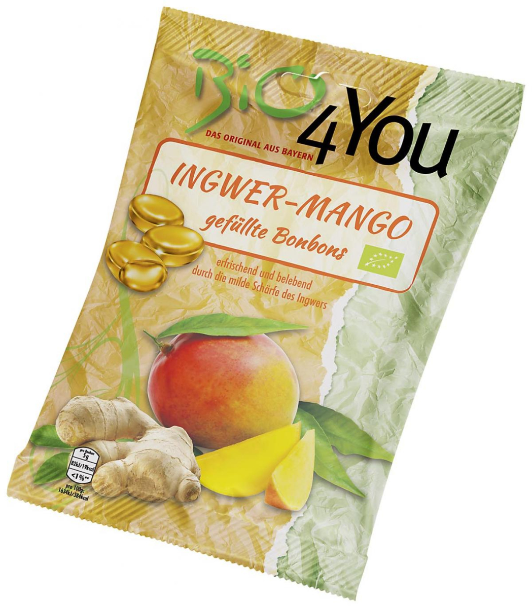 Bio4you Ingwer-Mango Bonbons, 75 gr Packung