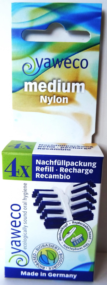 yaweco Zahnbürstenköpfe Nylon medium, 4 St Packung
